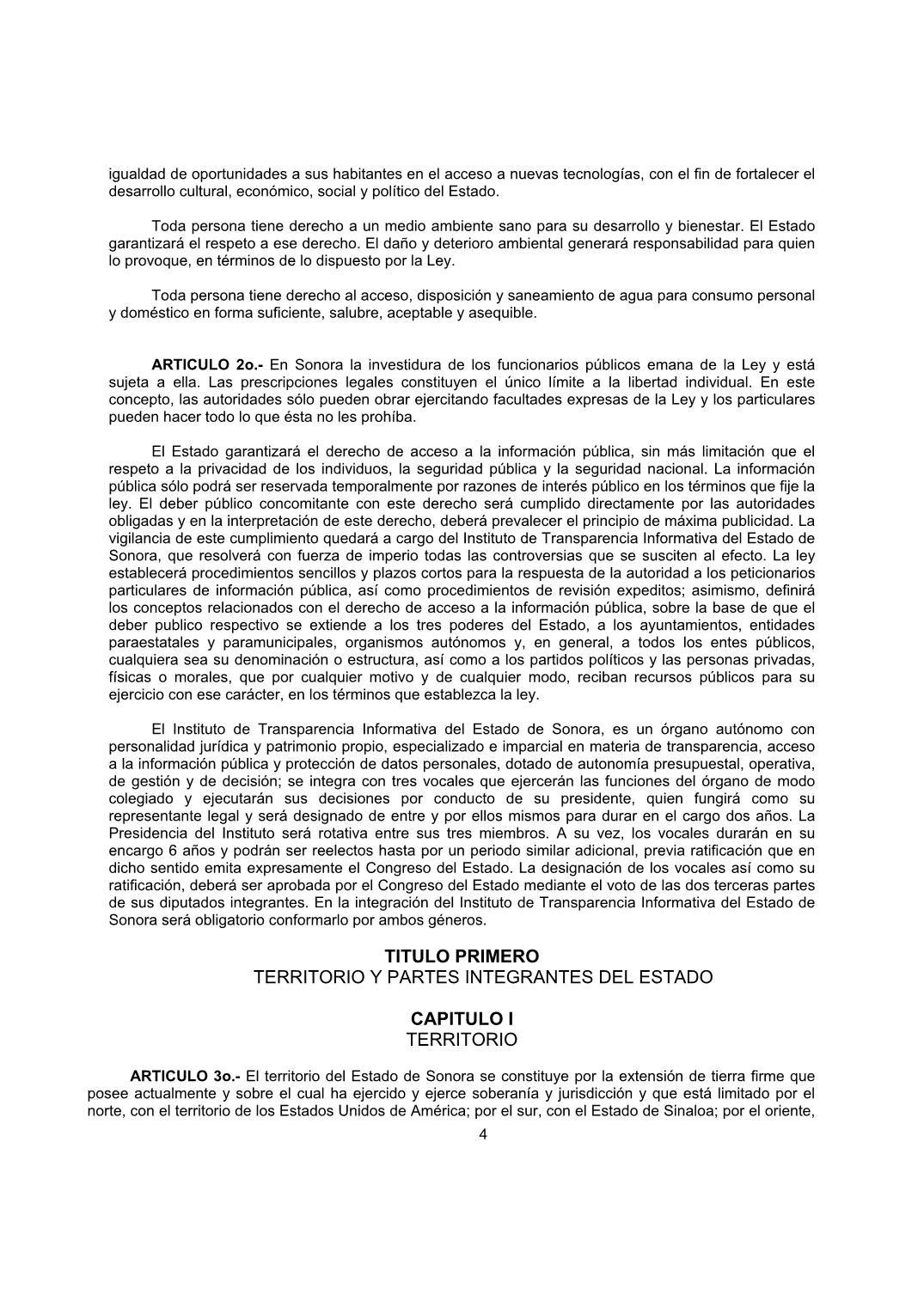 Constitución Política para el Estado Libre y Soberano de Sonora