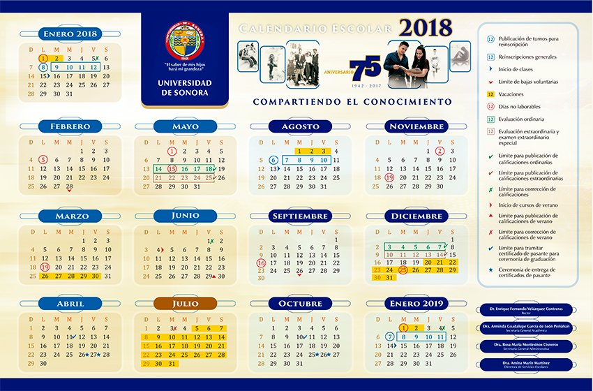 Calendario Universidad de Sonora